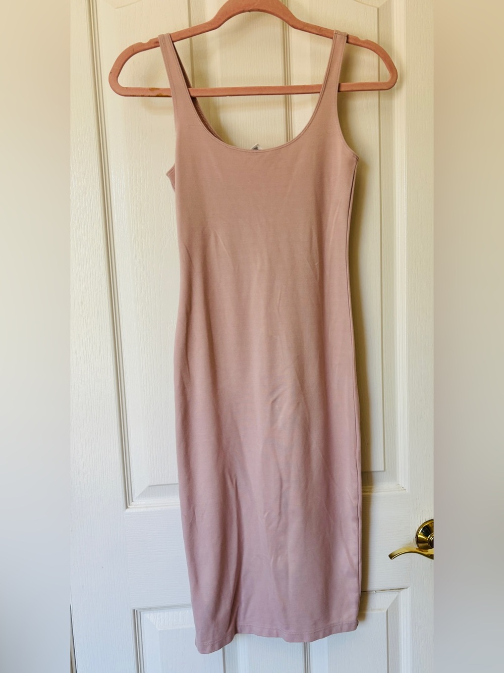 Sexy, Clubbing Style Midi Bodycon Blush Pink Tank Dress ~ Women’s Small